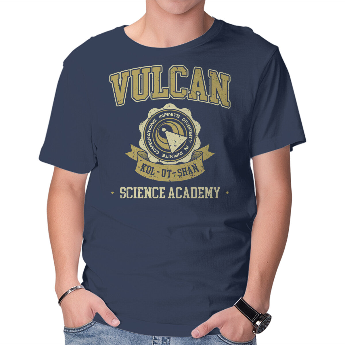 Unisex Crew Neck T-Shirt Academy Of Science And Logic Graphic Short Sleeve Casual Tee S
