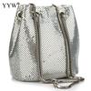 Borsa Da Sera Scintillante In Pelle Metallizzata Argento - Borse A Tracolla Y2K Per Matrimoni E Feste, Glamour E Capiente - 4