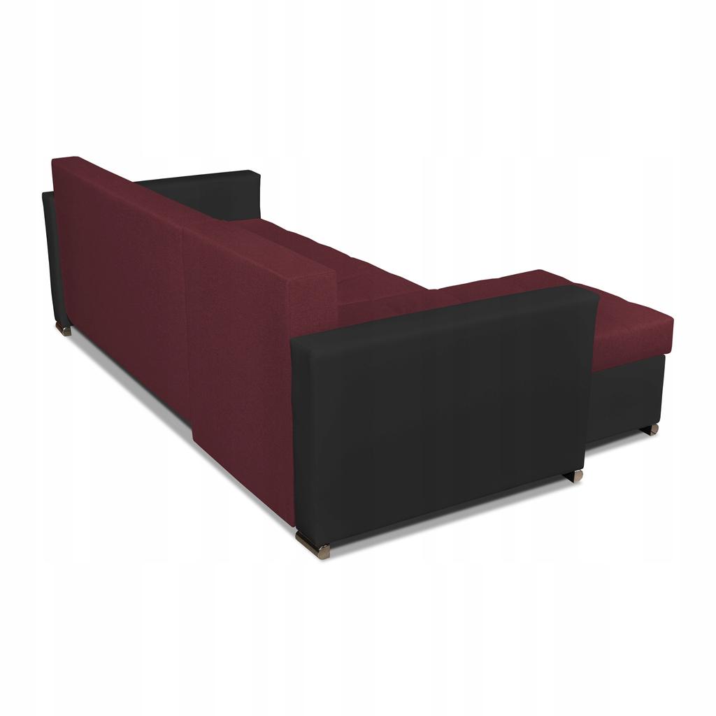 Narożnik Figo rozkładany z funkcją spania rogówka Family Meble czarny bordo