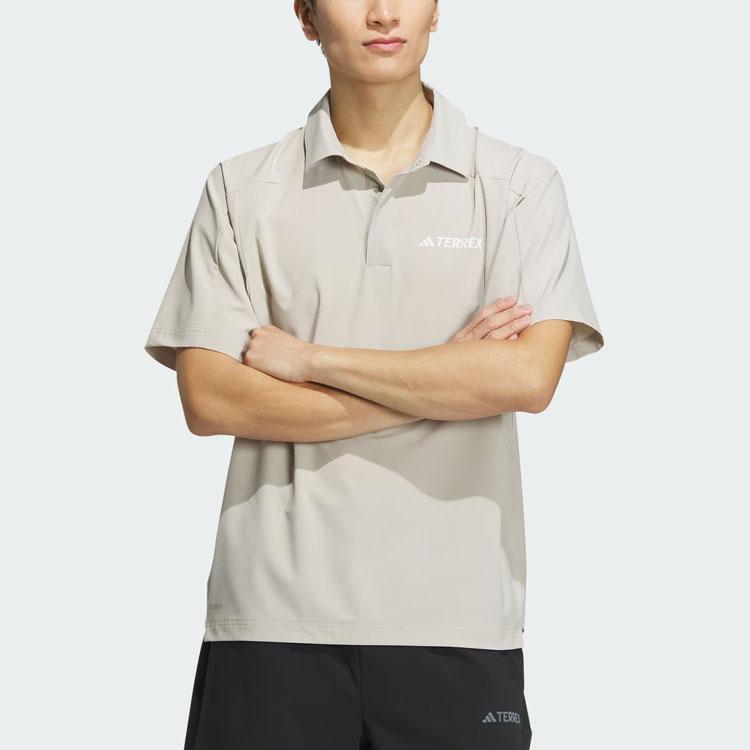 Adidas Woven Aeroready Polo Shirt Solid Color Logo Outdoor Quick-Dry Short Sleeve Polo Men Tops Light-Gray IX0111