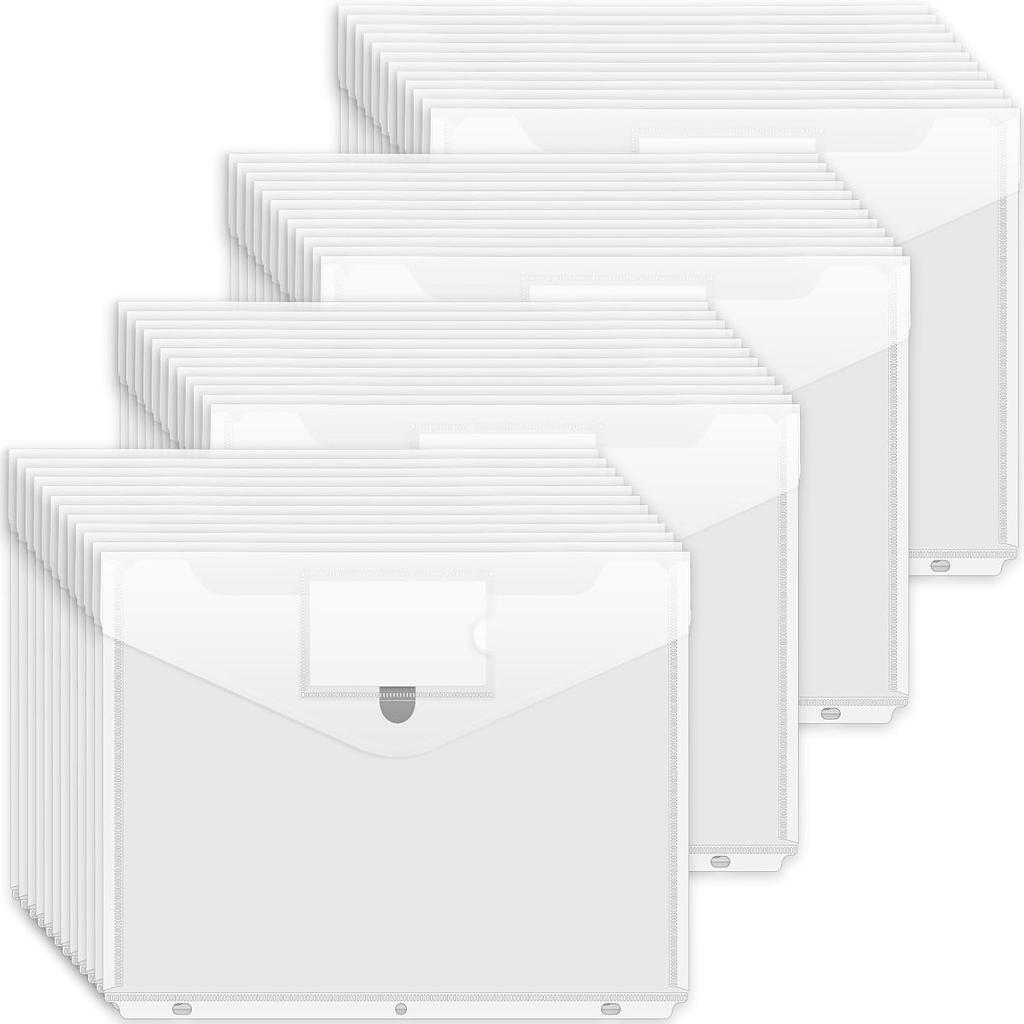 Forvencer Binder Pocket, 10 Pack Super Heavyweight Plastic Folders with Tight Closure, Folders with Pockets Side Loading, Binder Organizer, Binder