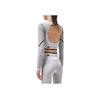 Adidas X Stella McCartney Co-Branded Stripe Crop Long Sleeve Fitness Top Women Tops Grey HR4511