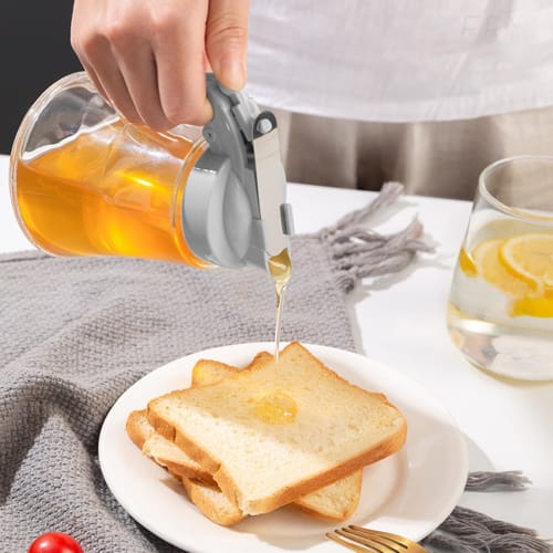 Onuuzivl Oil Dispenser Bottle, Cooking Oil Container | Kitchen Oil Bottle with Press-to-Open Handle - Airtight Cooking Storage Bottle, Easy-Refill Con