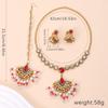 Middle Eastern Style Fan Shape Jewelry Set: Elegant Head Chain, Earrings, and Necklace for Women