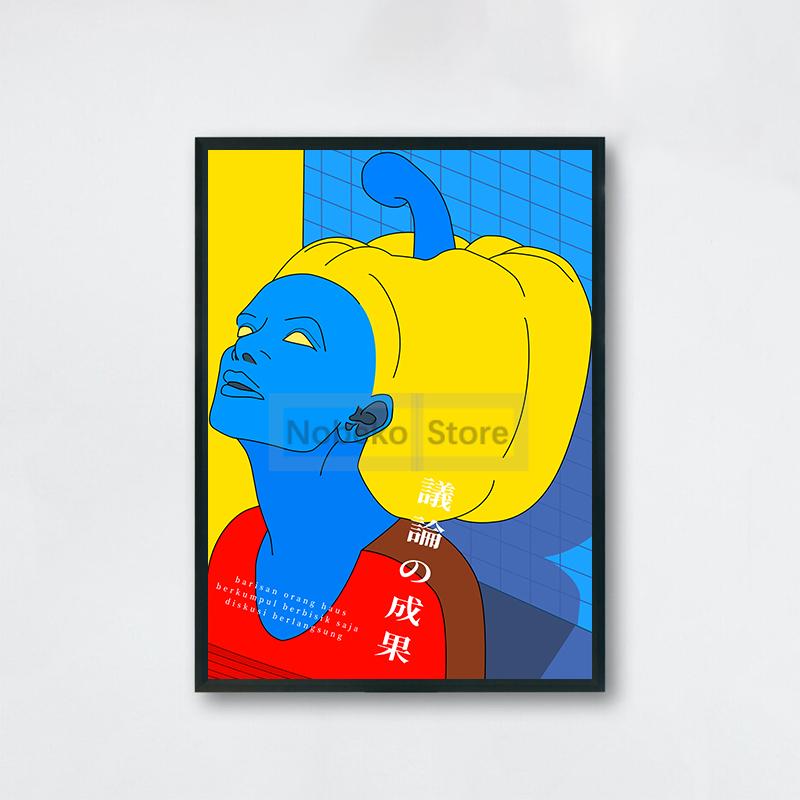 

Странное лицо Японский художественный постер Странные удивительные человеческие отпечатки Картина на холсте Настенные художественные картины Главная Гостиная Современное украшение 21x30cm No Framed