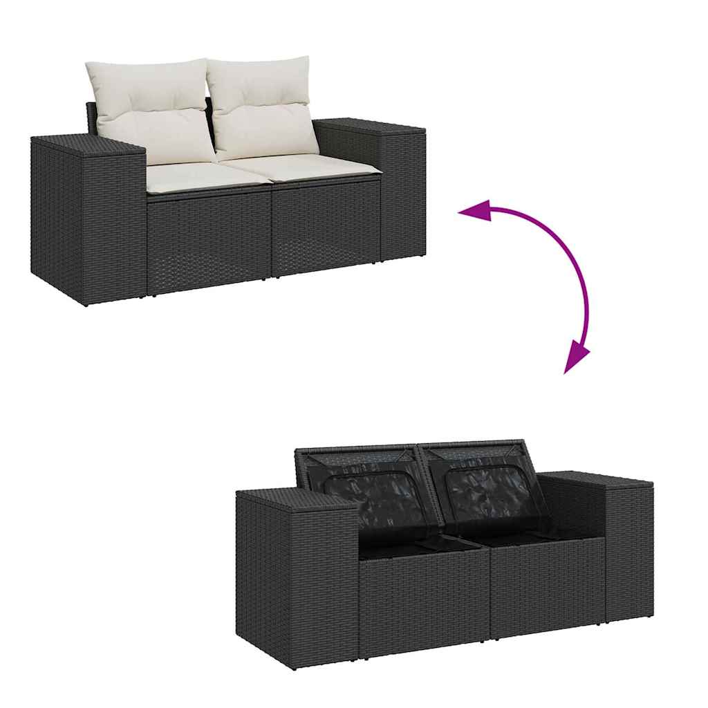 Garden Sofa Set with Cushions 12 pcs Black and Cream