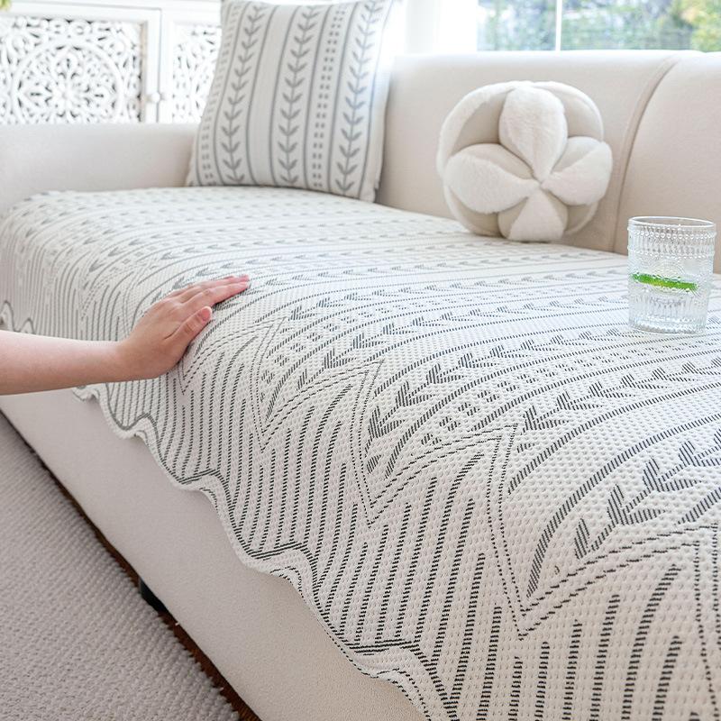 Summer Mat, Summer Fixed Non-Slip Seat Cushion, One-Piece Special-Shaped Sofa Cover, Straight Row Ice Silk Sofa Cushion