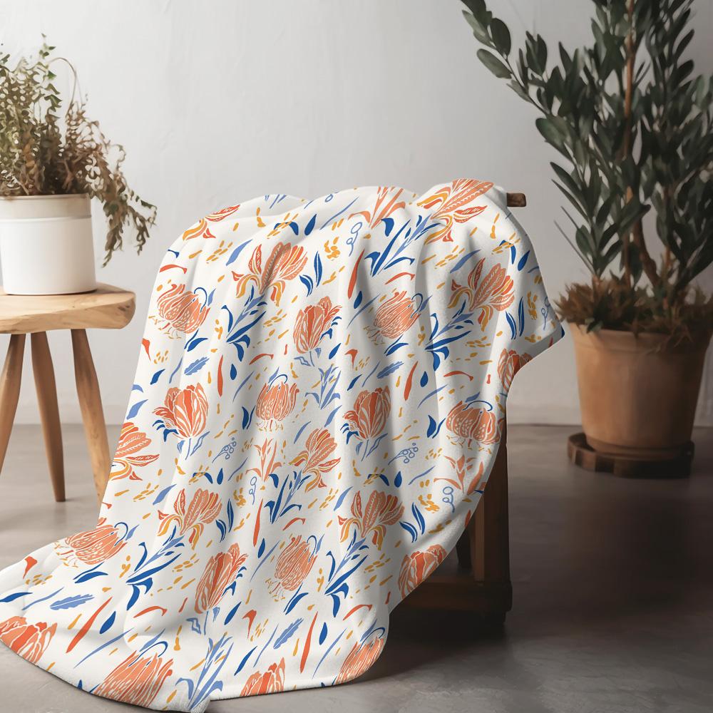 Soft Fleece Blanket Cute Floral Print Bedding Throw Blanket for Sofa Couch Decorative Throw Blanket Gift