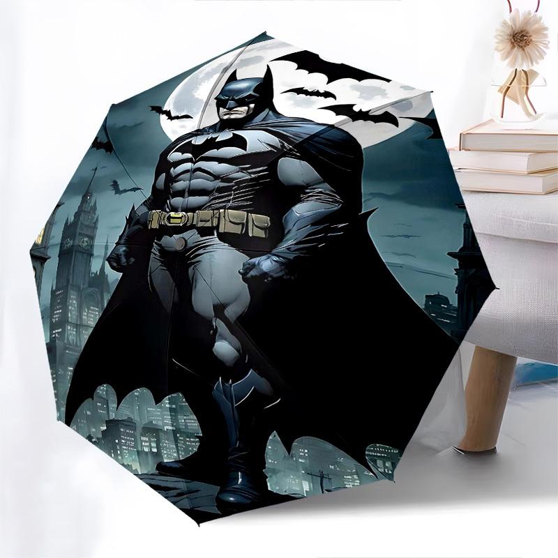 1pc Batman Full Moon Automatic Folding Umbrella - Compact 8-Rib Design, Durable Plastic & Iron1159L