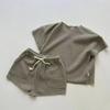 Korean Style Toddler Casual Knit Short Sleeve Two-Piece Homewear Sportswear Set