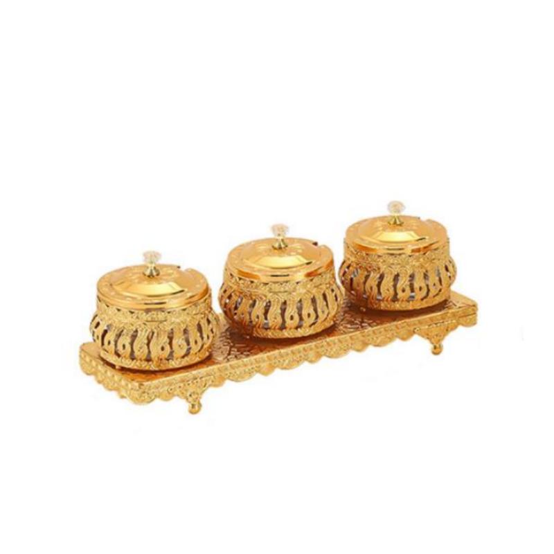 Golden Seasoning Jar Hollowed-out Metal Golden Salt Shaker Kitchen Storage Box Seasoning Box Spice Jars Set Salt Organizer