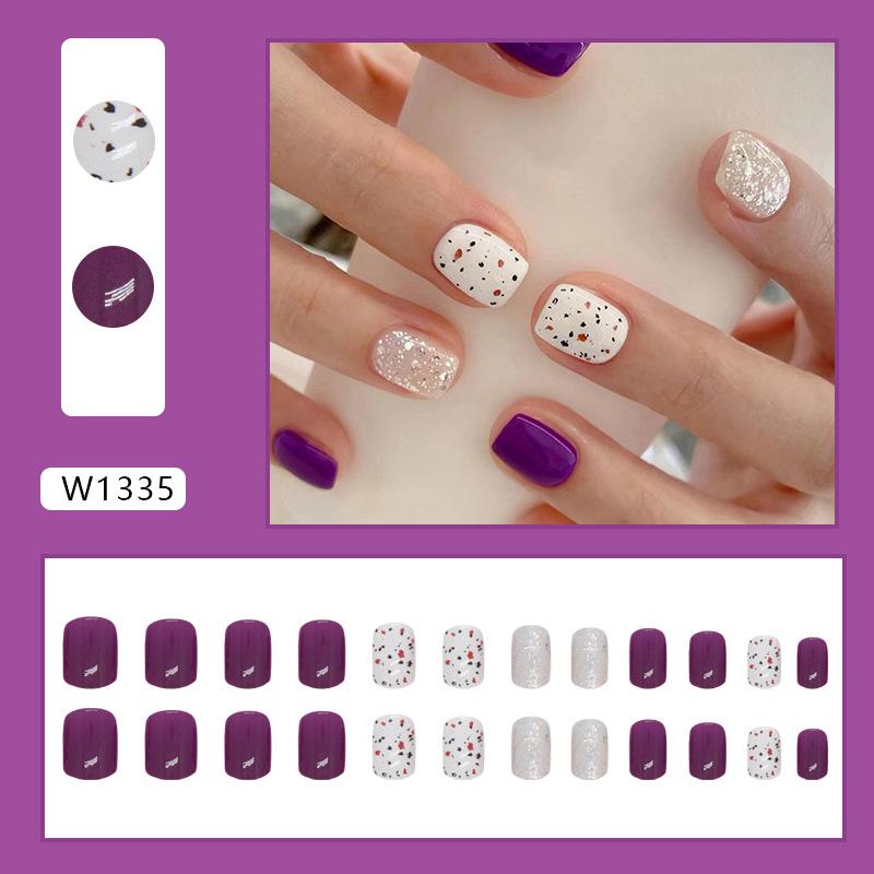 Autumn and winter dark purple short flash fragments sweet babes ins wind wearing nail nails