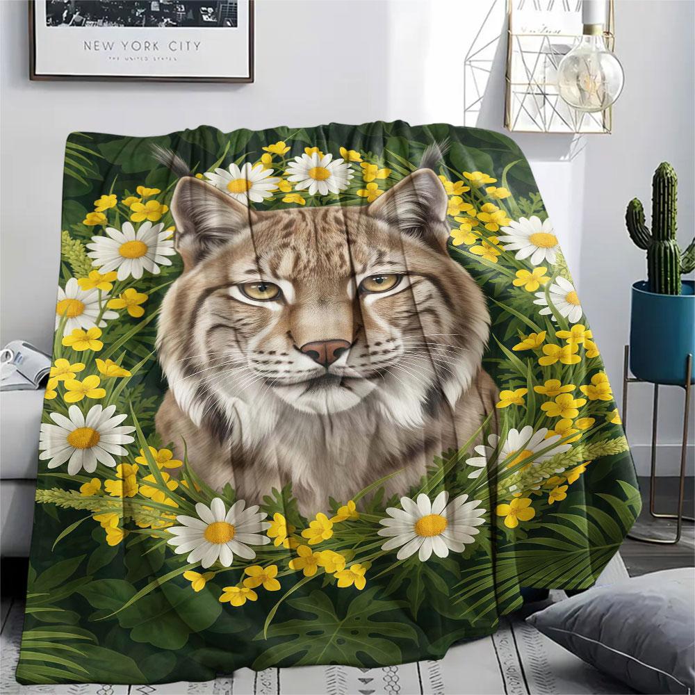 1Pc Animals Avatars Print Flannel Blanket, High Quality Comfortable for All Seasons, Home Decor, Warmth and Comfort, Perfect for Christmas Gifts