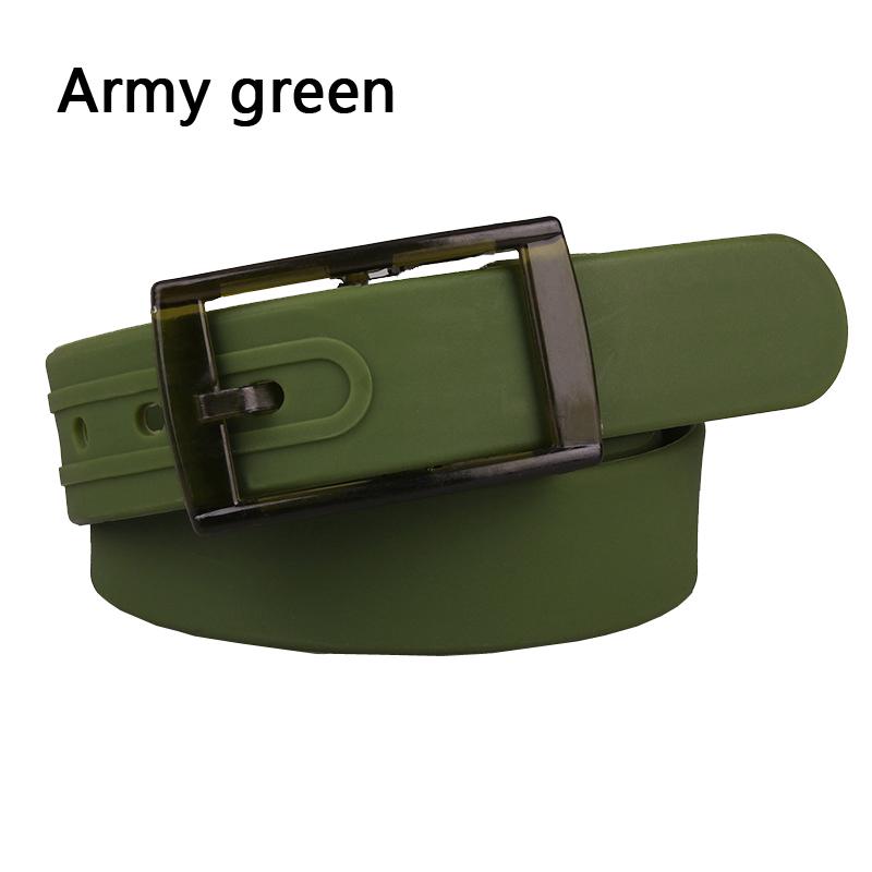 Women Men Belt Adjustable Silicone Candy Color Jelly Rubber Waistband Plastic Buckle