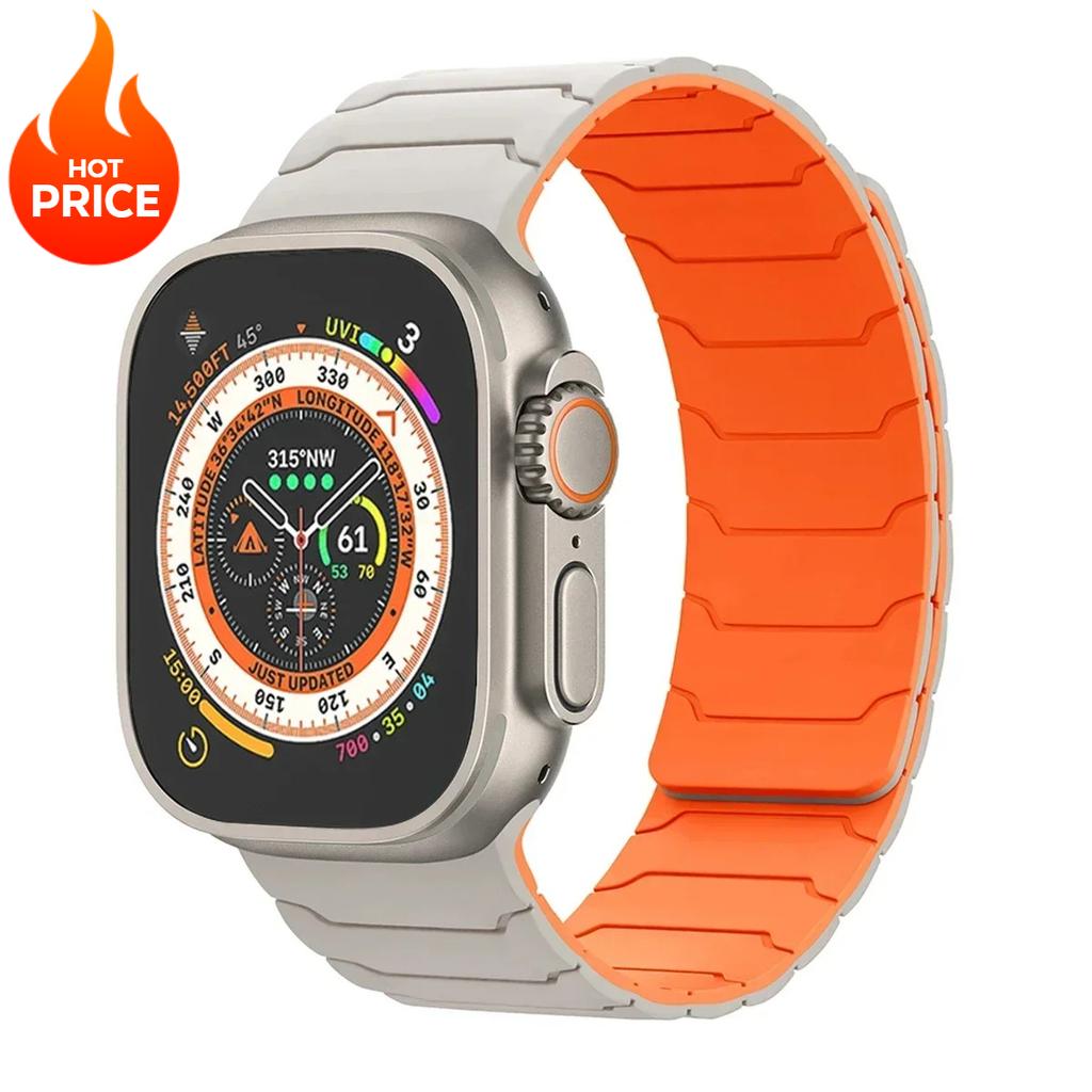 Magnetic Silicone Strap For Apple Watch Ultra 3 2 49mm Band 45mm 44mm 41mm 40mm 38 Bracelet Iwatch Series 11 10 42 46mm 987654SE