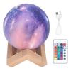 Mini LED Moon Lamp USB Charging 16‑Colors Remote Night Light with Wood Stand Birthday Gift