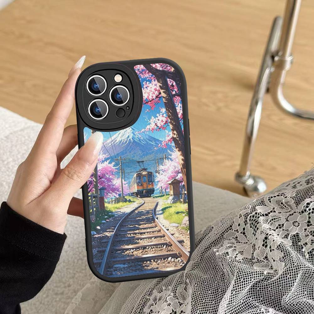 Fuji Mountain Osaka City Landscape Phone Case Hard Leather For IPhone 16 15 14 13 12 Mini 11 14 Pro Max Xs X Xr 7 8 Plus Fundas