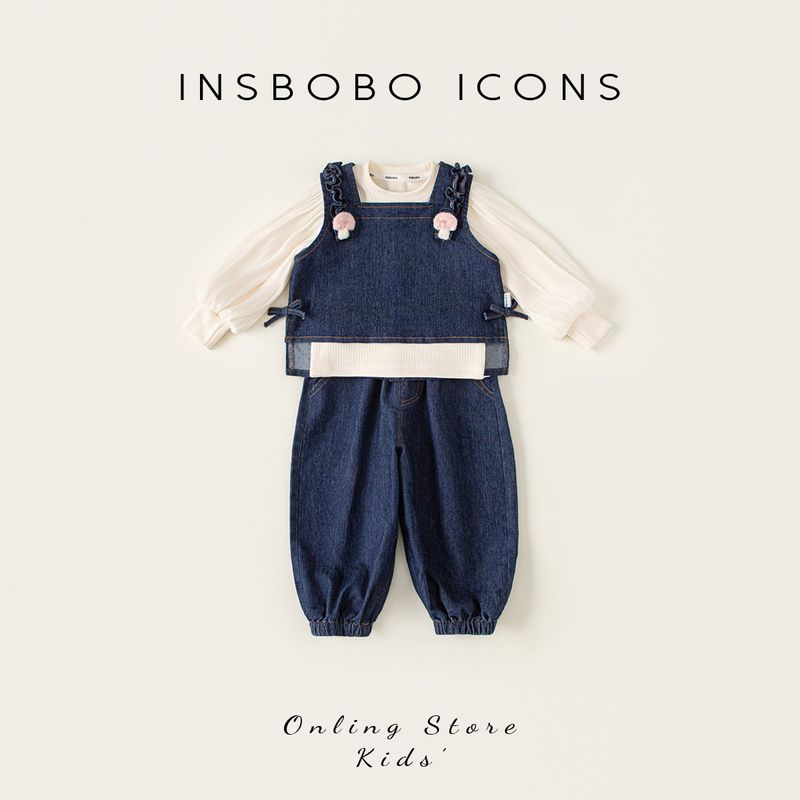 Girls  Spring Clothing 2026 New Set, Baby Girl Spring Outfit, Children s Denim Set, Trendy and Fashionable for Girls Blue 100