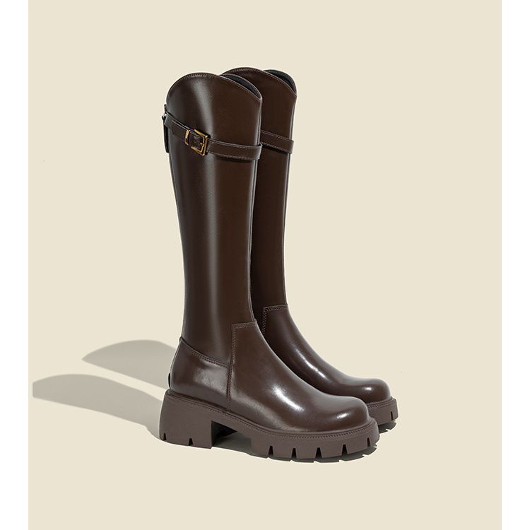 V-mouth boots women's 2025 Hundred Towers autumn and winter velvet heightened thick-soled high boots thick-heeled knight women's boots
