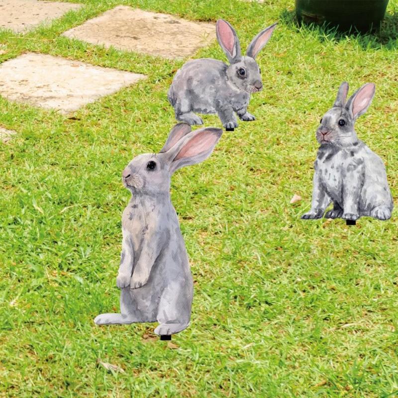 1/3pcs Easter Rabbit Yard Signs Spring Yard Stake Decorative Garden Stakes for Indoor Outdoor Courtyard Lawn Decoration