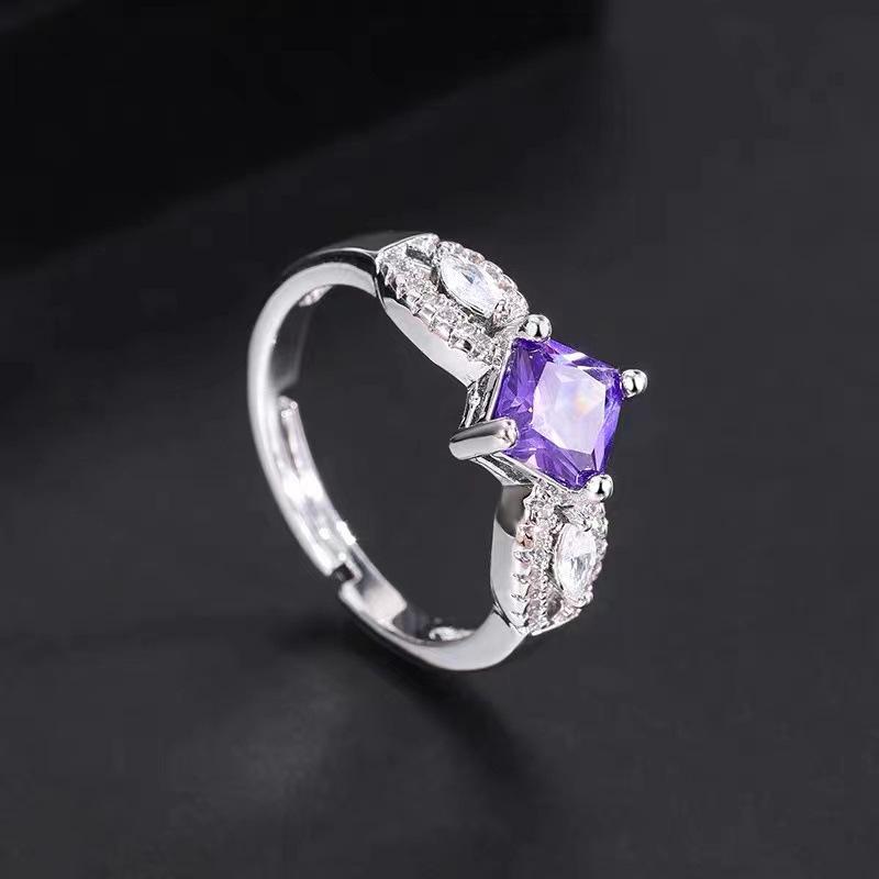Geo-Zircon Tricolor Adjustable Ring: Light Luxury & Temperament Style for Women Adjustable