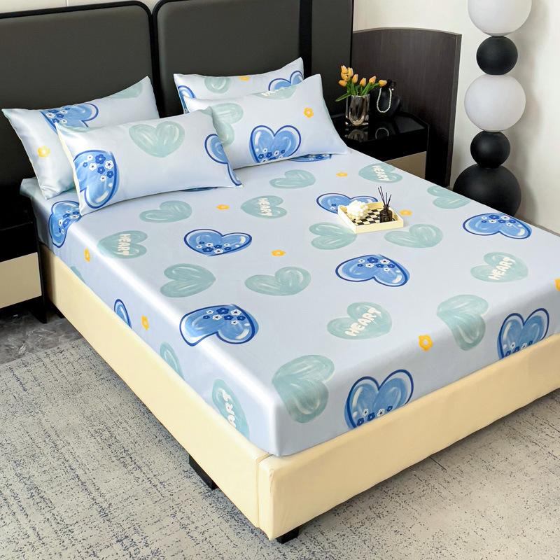 Saltea nouă imprimată din mătase de gheață, covoraș din mătase de gheață, husă protectoare de saltea antiderapantă, covoraș moale pentru aer condiționat de vară, saltea