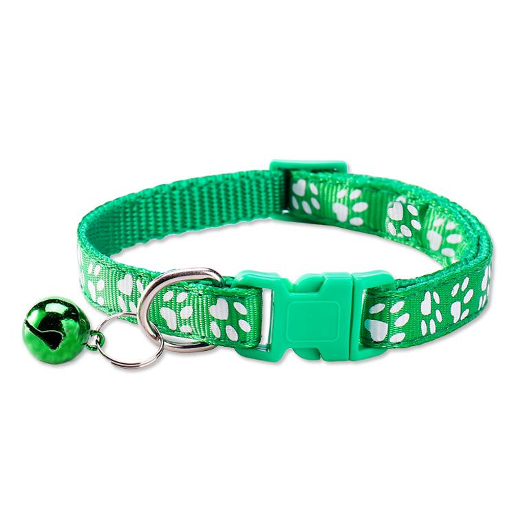 Paw Print Pet Collar with Bell, Multiple Colors Available
