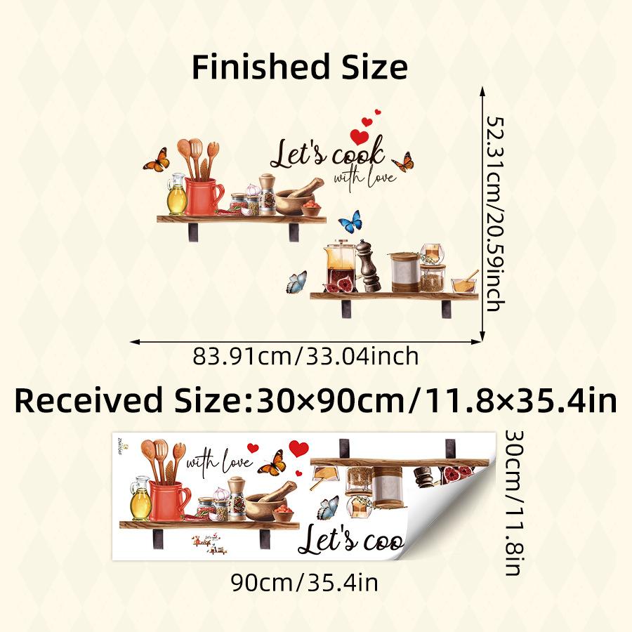 

Warm Kitchen Shelf Wall Sticker Let s cook with love Self Adhesive Home Decor 30x90CM разноцветный