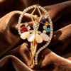 Cat's Eye Stone Ballet Dancer Brooch - High-end and Luxurious Diamond Set Formal Evening Dress Pin