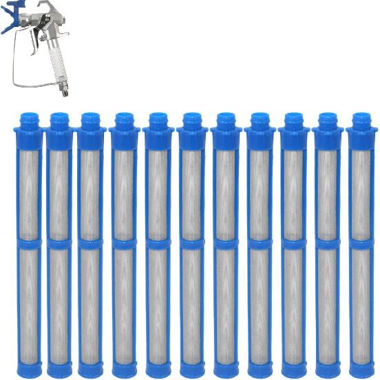 287033 Airless Spray Gun Filter 100 Mesh Blue (11-Pack), Compatible with Graco Contractor PC, II, FTx, Silver Plus & More – Durable Black