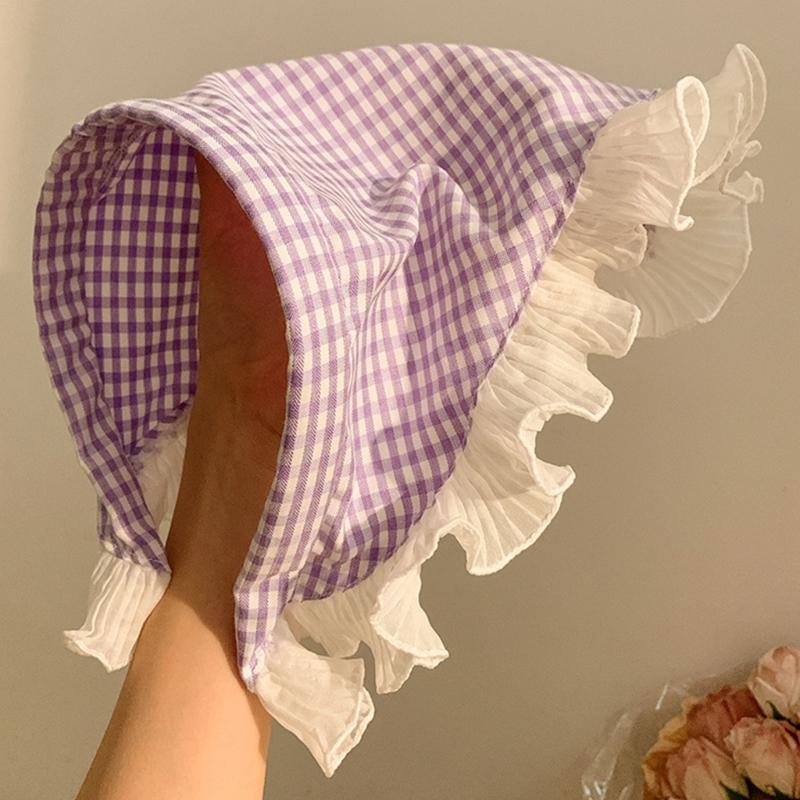 Haar-Schal Stirnbänder im französischen Stil Dreieckiges Kopftuch Haarband Karierte Bandanas Stirnbänder Süßes Haarschmuck