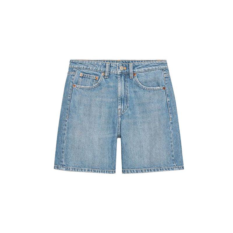 Summer New Product Women's Clothes Fashion Wind Five Pocket Strap Decoration Mid Waist Denim Casual Shorts 4730005