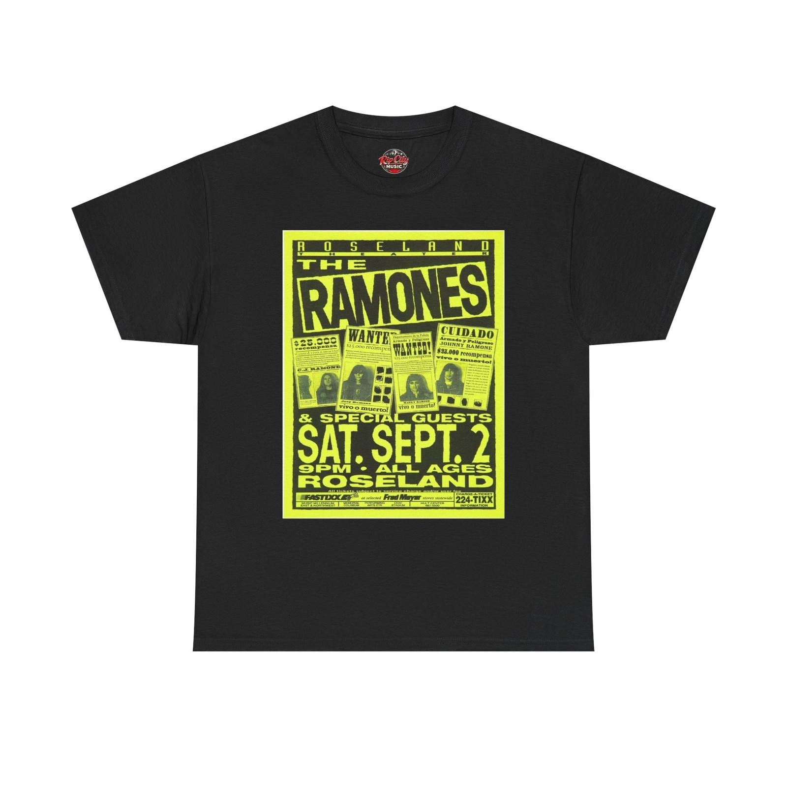 The Ramones Sep 2 Roseland Theater Portland Oregon Retro Concert Poster T-Shirt S