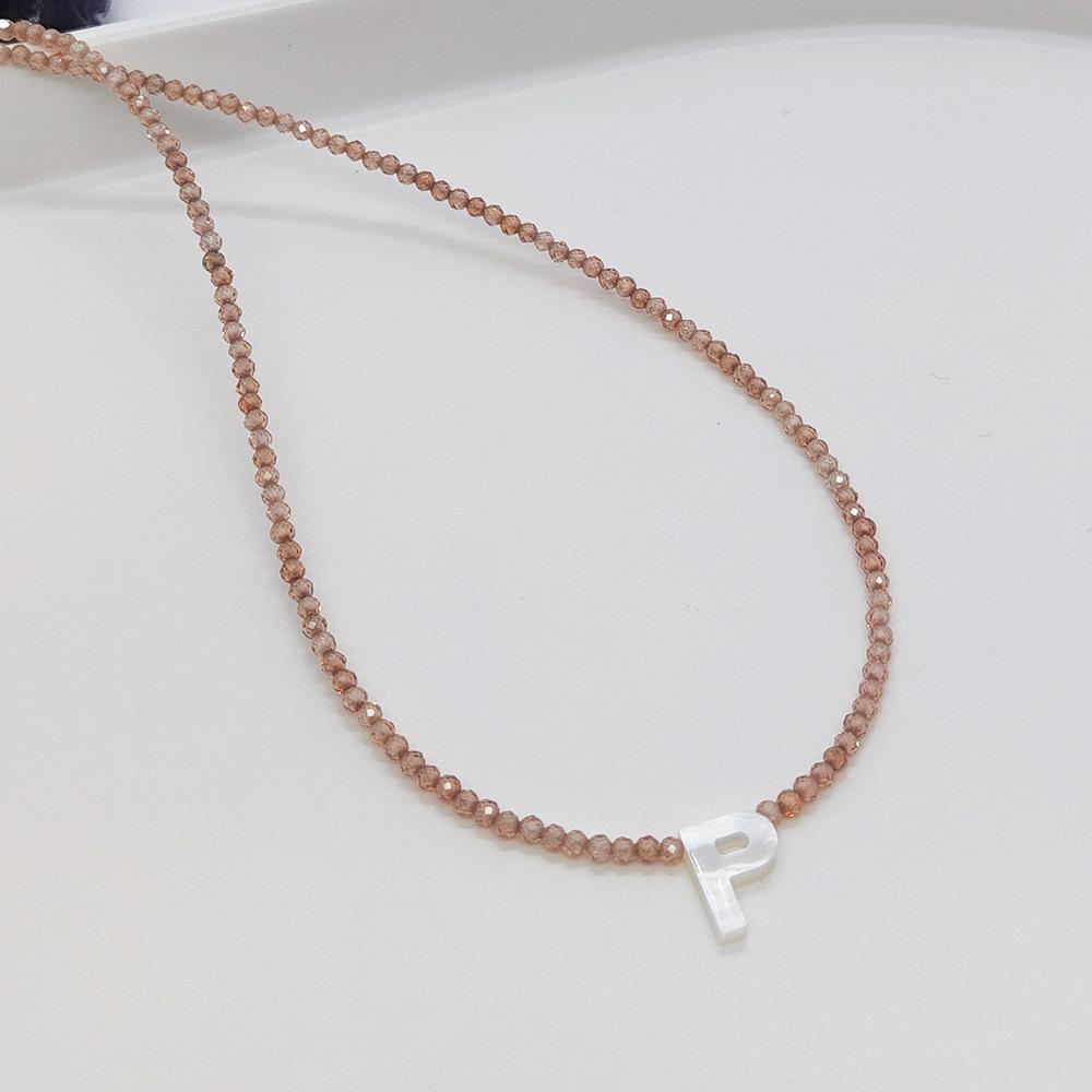 Elegant 2m Zircon Beaded Clavicle Chain: 26-Letter Deep Sea Shell Necklace for Women.