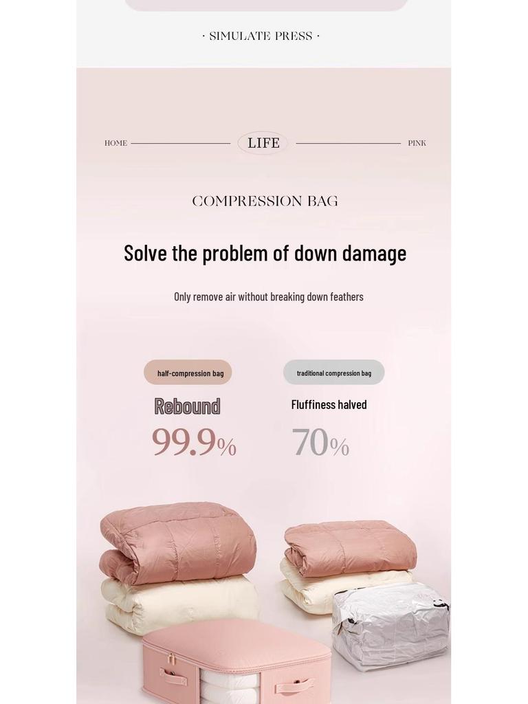 Large Capacity Transparent Vacuum Storage Bag for Down Jackets and Quilts