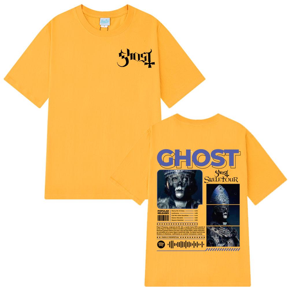 Ghost Skeletour World Tour 2025 Album Vintage Tshirt Men Women Hip-hop T-shirt Short-sleeved Gothic Punk Loose Casual T-shirts