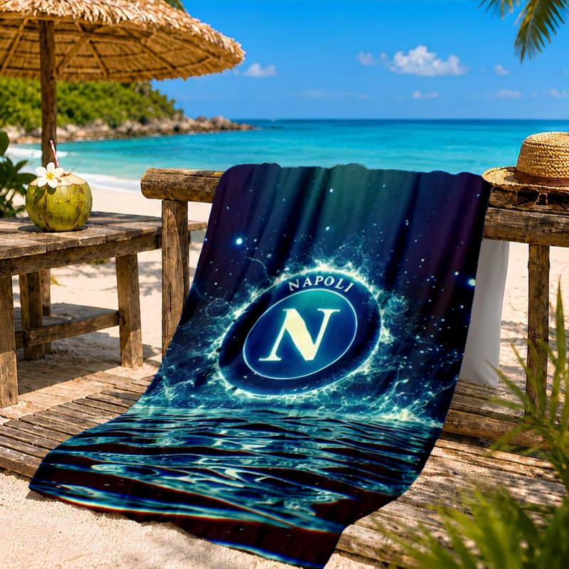 Asciugamano da Spiaggia con Emblema del Napoli Calcio, Asciugatura Rapida, Facile da Curare, Adatto Sia per il Fitness che per le Vacanze al Mare, Essenziale per lo Sport