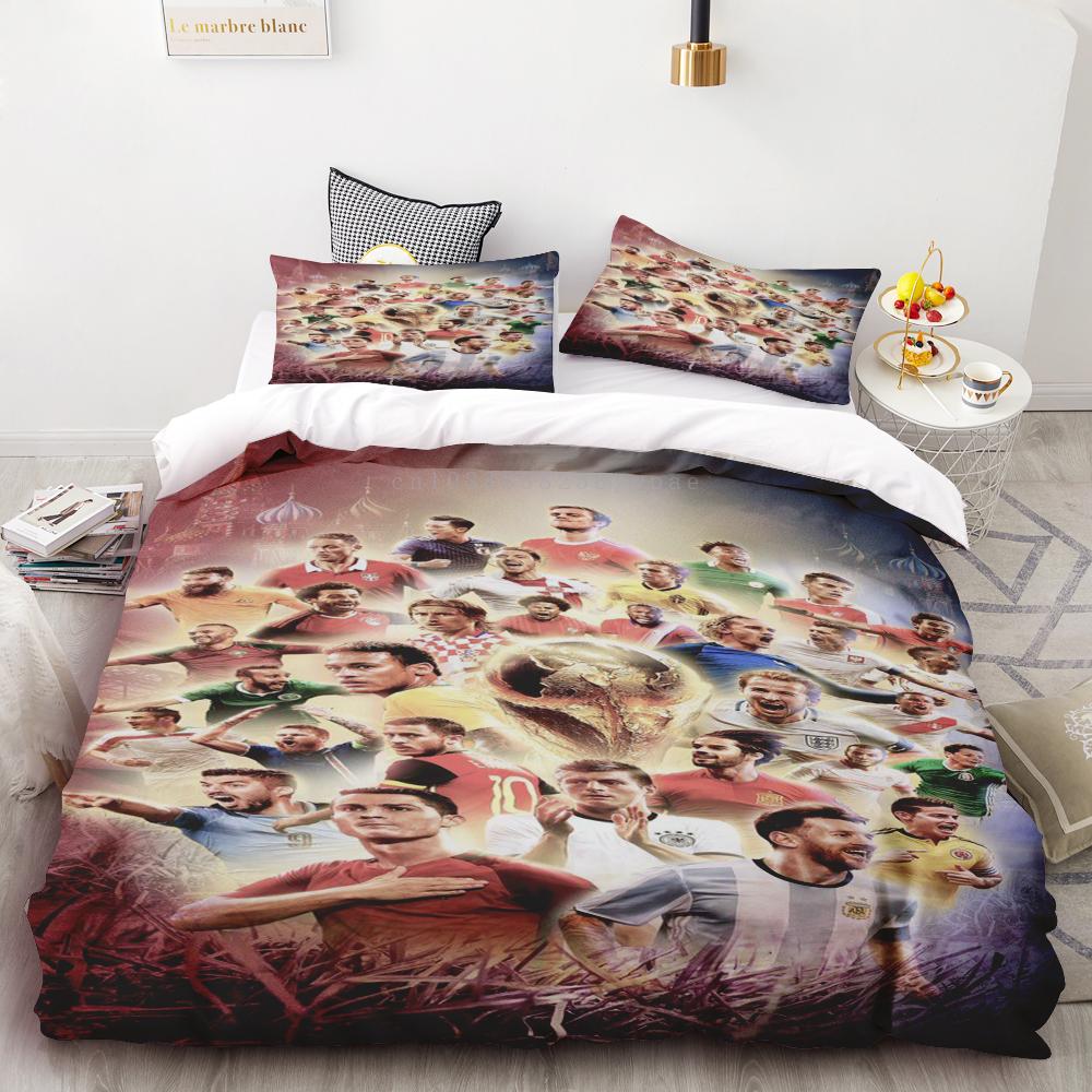 Duvet Cover Duvet Cover Football Star CR7 Soccer 3D Bedding Set Boys Girls Twin Queen Size Bed Boys Adult Fashion Home Textile