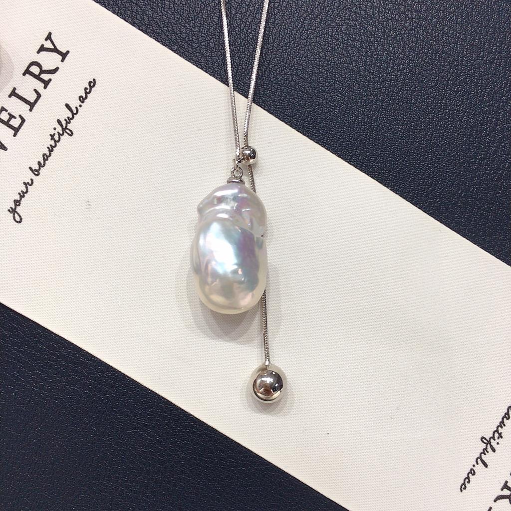 Colorful Baroque Natural Freshwater Pearl Pendant Snake Bone Chain Long Pearl Sweater Chain
