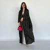 Middle East Dubai Stripes Cardigan Dress Arab Loose Robe Cardigan Striped Dress