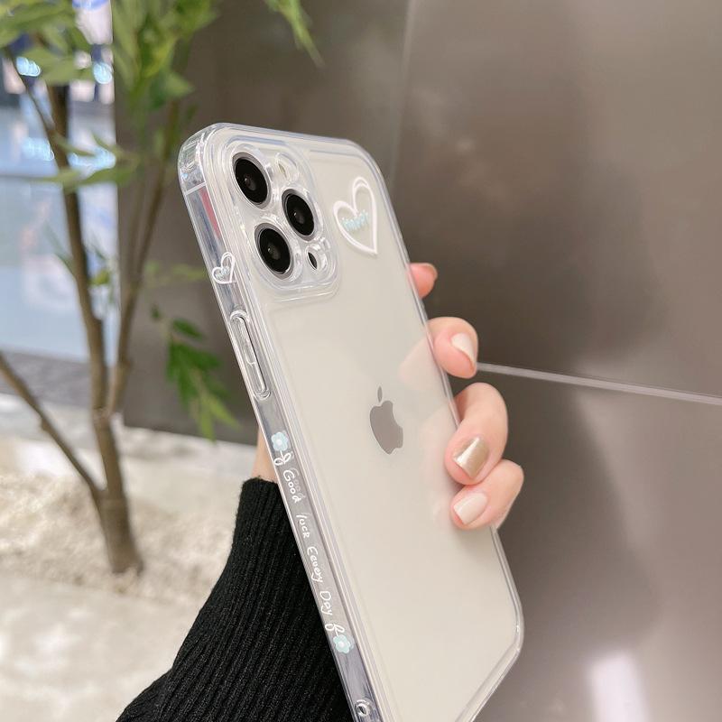 Simple Couple IPhone16 Apple Mobile Phone Shell 16Pro Max Transparent 13 Suitable for 8plus Side XS Soft Shell