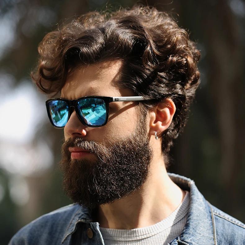 Rolipp Weight Square Sunglasses for Men Women UV400 Protection Blue Reflective Lens