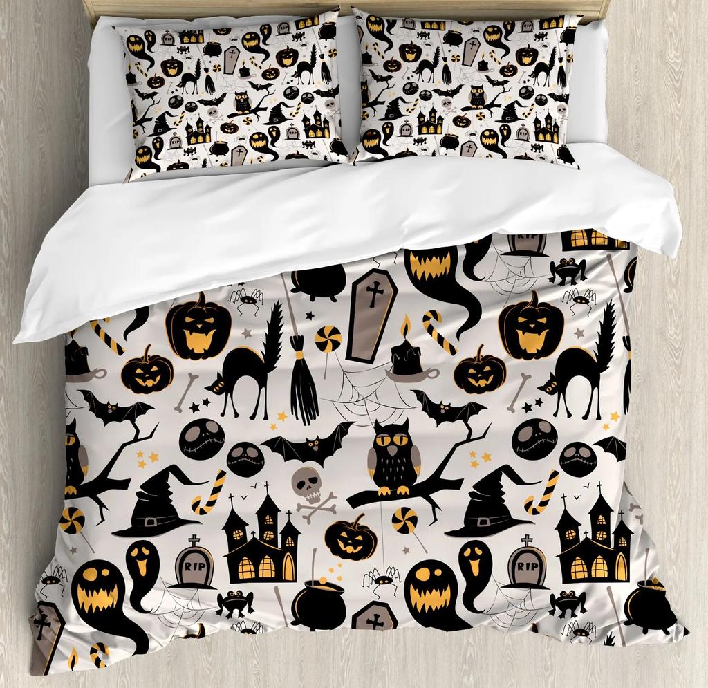 Halloween Decorations Duvet Cover Twin Cartoon Pumpkin Comforter Cover Lantern Ghost Quilt Cover Kids Boys Girls Holiday Gifts