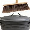 Wall-Mounted Furnace Ash Bucket Set Metal Container Ash Pail With Lid Shovel Broom For Fireplace Outdoor Indoor Patio Garden