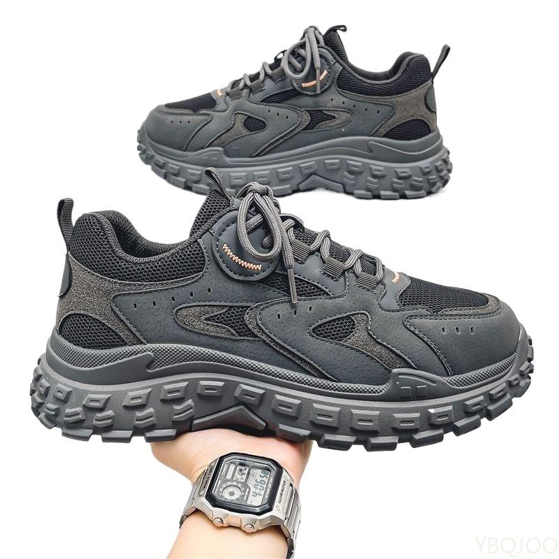 Men's shoes spring breathable mesh sports shoes trend thick sole anti slip simple comfortable casual anti slip running shoes