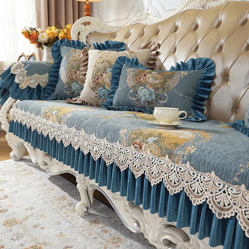 European Style Sofa Cushion Anti Slip Season Universal High-end Anti-slip Sofa Cushion Luxurious Cover Cloth Cushion Seat Towel