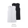 Kaslead New Arrival Women's Clothing Fashion Style Fashion All-Match Button Design Round Neck Vest Top