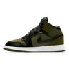 Air 1 Retro Mid Grundschule 'Olive Canvas' (Unisex) Olivenfarbene Leinwand / Schwarz-Weiß Kinder-Basketballschuhe 554725 301