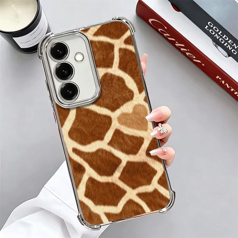 Giraffe Animal Pattern Plating Phone Case For Samsung A17 A07 A37 A57 A16 A56 A15 A55 A14 A54 A13 A53 A26 A36 A25 A35 A24 A34 A2