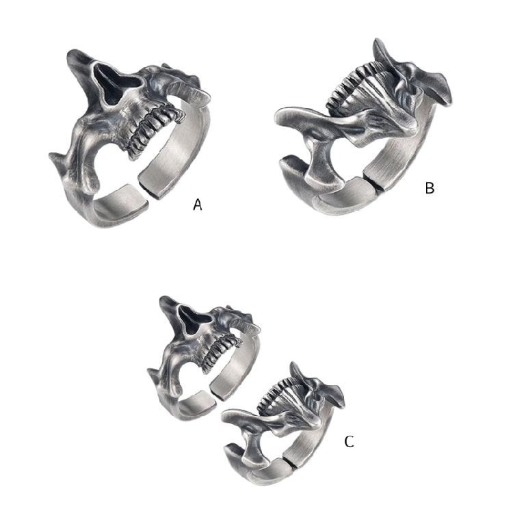 Vintage Gothic Skull Rings Unique Men's Dainty Goth Skull Rings Silver Black Retro Punk Fashion Rings Statement